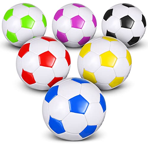 Deekin 6 Pcs Soccer Ball Bulk with Pump Teamwork Outdoor Sport Game Training Soccer Ball Bulk for School Sport Teen Adult Child - color: Colorful, size: Size 3
