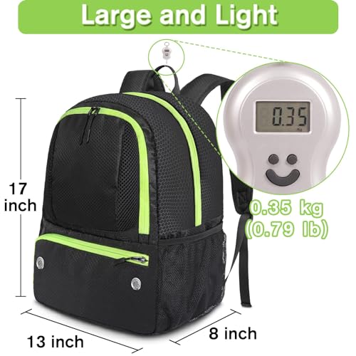 YOREPEK Soccer Backpack,Soccer Bag with Ball Holder, Water resistant Sport Equipment Bags Fit Basketball Volleyball Football - color: Black