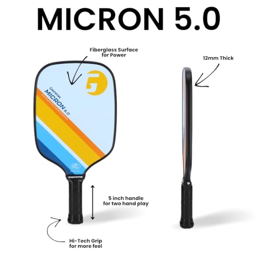 Gamma Sports Micron Pickleball Paddles Set of 2 with 3 Outdoor Pickleballs and Sling Bag - USA Pickleball Approved, Graphite Hitting Surface, Honeycomb Core - Ideal for Beginners - style: Micron 5.0