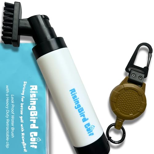 2025 Steel Wire Retractable Clip, Golf Brush, Golf Accessories, Golf Club Cleaner, Golf Water Brush, 5oz, Perfect Golf Gift for Men & Women, Golf Club Spray Brush, Golf Item, USA company (White)