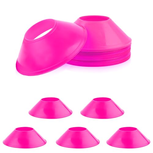15pcs Soccer Cones for Sports Training, Mini Football Cones Flexible Agility Sports Cones Training Cones for Football Basketball Running Drills Sports Games Field Cone Markers s (Rose Red)