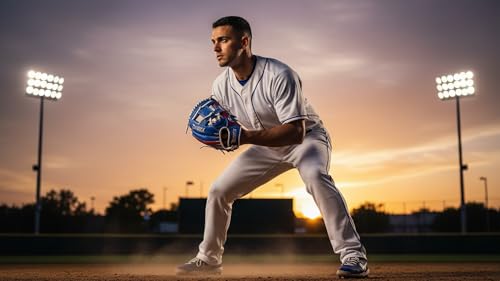 PHINIX Full Grain Leather Baseball Glove Sizes 11Inch -12 Inch - color: Blue&Red-1, size: 11.5“