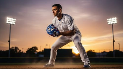PHINIX Full Grain Leather Baseball Glove Sizes 11Inch -12 Inch - color: Blue&Red-1, size: 11.5“