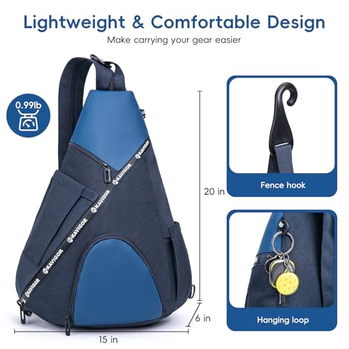 KAVIGOR Pickleball Bag, 7 Pockets & Upgraded Zippers, Lightweight Sling Bag with Detachable Strap & Water-Resistant Pocket