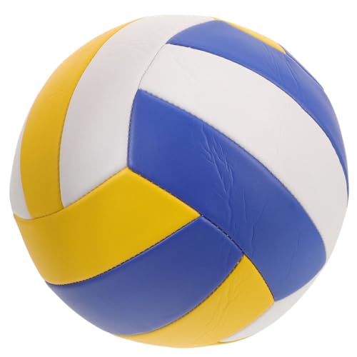 PRETYZOOM Soft Indoor Volleyball Training Ball 1.6mm Thick White Blue Yellow Soft Volleyball for Adult Practice and Competition, Standard Size 5, Explosion-Proof Machine-Stitched Sports