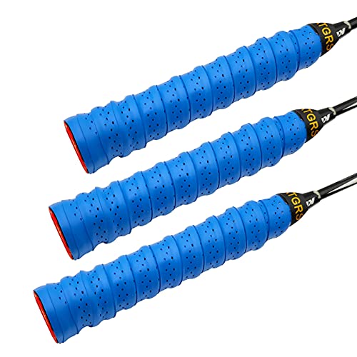 Tennis Grip Tacky Tennis Racket Grip Tape Absorbent Anti-Slip Tennis Overgrip for Tennis Badminton Pickleball Racquet Handle Grip with Damping Ridges Overgrips (Royal Blue)