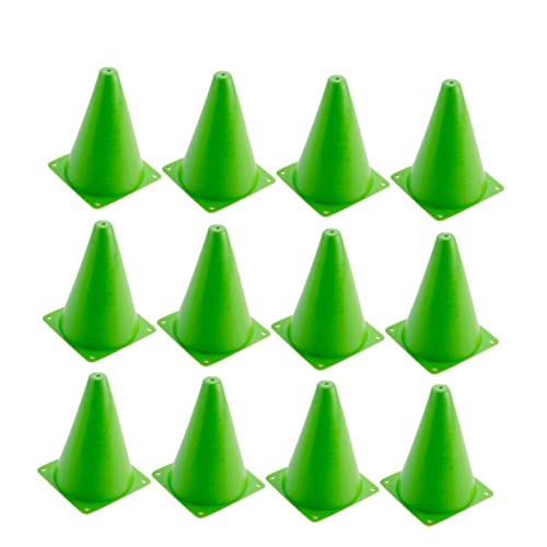 VANZACK 12pcs Soccer Training Cones Plastic Football Roadblock Markers for Agility Drills Sports Training and Outdoor Games Green