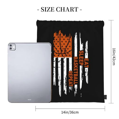 Eat Sleep Basketball Repeat Unisex Drawstring Backpack Bag Sport Gym Travel Swim Sackpack - color: Eat Sleep Basketball Repeat1