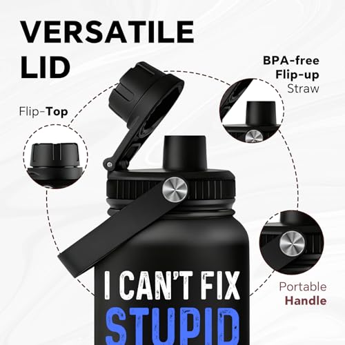 Fufandi Police Officer Gifts - Academy Graduation Gifts for Police -Birthday Fathers Day Gift for Dad, Men, Policeman - Polices Water Bottle 32oz - color: Police Black