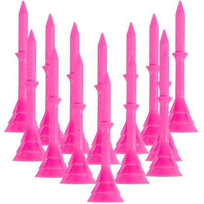 Amy Sport Golf Tees Plastic 3 1/4 inch Upgrade Unbreakable Bulk 30 Pack Reduce Friction Side Spin Durable Stable 83 mm Long Tee for Golfer Practice - color: Pink