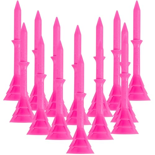 Amy Sport Golf Tees Plastic 3 1/4 inch Upgrade Unbreakable Bulk 30 Pack Reduce Friction Side Spin Durable Stable 83 mm Long Tee for Golfer Practice - color: Pink