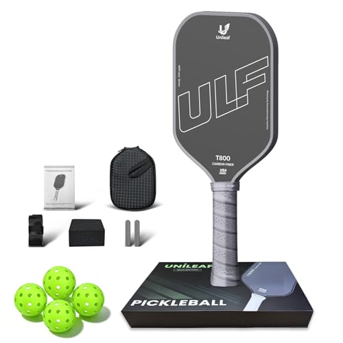 Pickleball Paddle and Balls Set, 1 Paddle + 4 Outdoor Pickleballs, T800 Raw Carbon Fiber Face, 16mm Full-Foam Core, Thermoformed Unibody, 8.1 oz