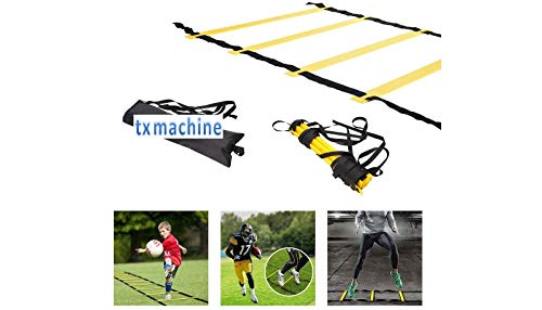 txmachine® Agility Ladders Speed Ladder Training Ladder for Soccer, Speed, Football Fitness Feet Training with Carry Bag - color: blue, size: 16.4ft/10 rungs