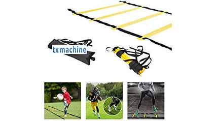 txmachine® Agility Ladders Speed Ladder Training Ladder for Soccer, Speed, Football Fitness Feet Training with Carry Bag - color: blue, size: 16.4ft/10 rungs