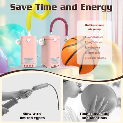 Balloon Pump Electric Air Pumps, 2-in-1 Electric Air Balloon Pump，Balloon Inflator for 260q,Foil, Latex Balloons and Sport Balls - style: Pink