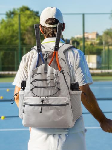 G4Free Tennis Bag, Tennis Backpack for Women Men, Large Pickleball Bag, Holds 4 Rackets with Shoe Compartment - color: Ivory