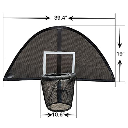 Trampoline Basketball Hoop, Lightweight Universal Board with 2 Pcs Mini Basketball and Pump, Easy to Assemble Fit for Curved Pole or Straight Pole