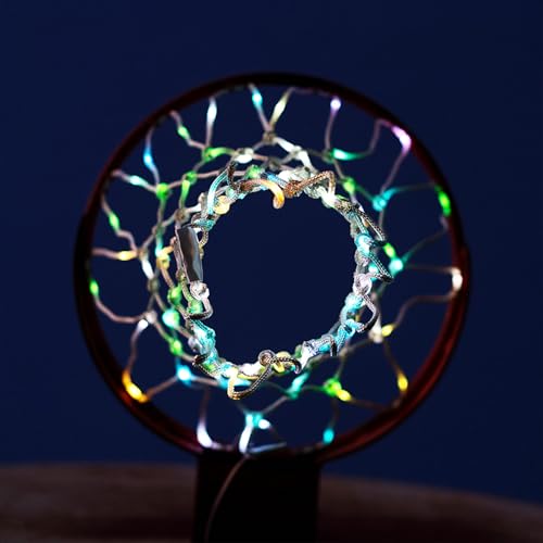 NewBEP Lighted Basketball Net - LED Replacement Basketball Nets, Change Colors with Remote, LED Basketball Net Light for Outdoor Indoor 10 Loops Rim