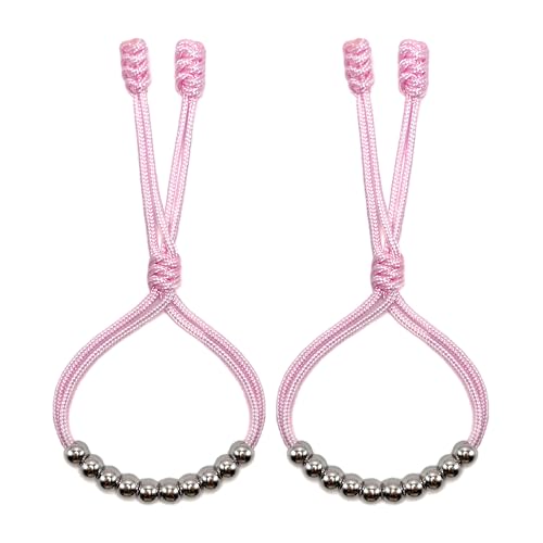 Pack of 2 Golf Glove Bead Stroke Counter, 10 Stainless Steel Beads Score Counter for Gloves, Stroke Count Resizable Easy to Adjust Golf Round Scoring Tracker Accessory - color: Light Pink