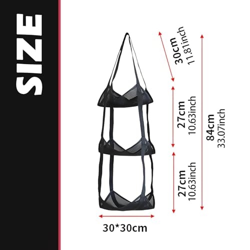 Sports Ball Storage Net Mesh Rack Wall Mounted Organizer for Basketball Soccer Volleyball Football Made of Polyester Mesh Suitable for Home School Gym, 3 Layer