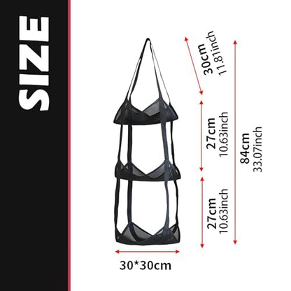 Sports Ball Storage Net Organizer,Vertical for Garage Wall Mounted Storage Bag Mesh Bag for Football Soccer - size: 3 layer