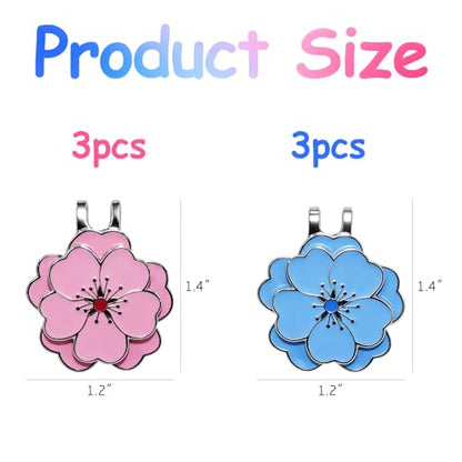 6 Pcs Magnetic Golf Ball Marker with Hat Clip Set, Flower Shape Strong Magnet Golf Markers, Golf Bag Cap Accessories for Men Women Golfers, Ideal Gift for Golf Enthusiasts