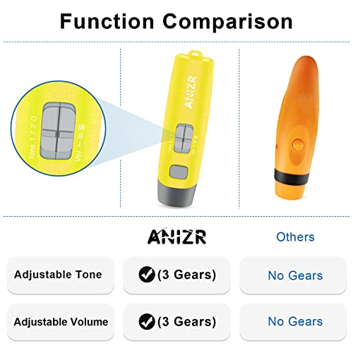 ANIZR Electronic Whistles with Lanyard,Adjustable 3 Tone & 3 High Volume Hand Emergency Whistle Basketball Referee Whistle for Coach,Teacher,Police,Outdoor Camping Boating Hiking(with Battery) - color: Yellow with battery