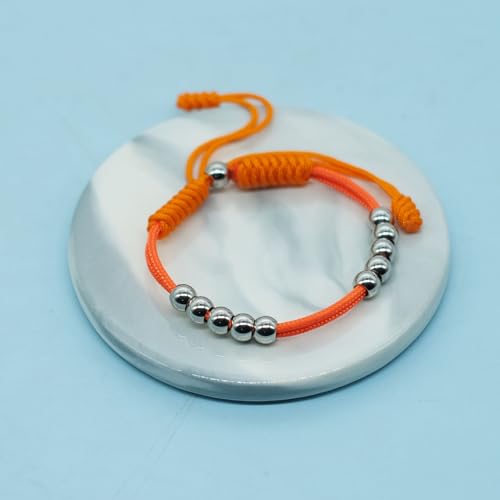 Golf Score Counter Bracelet, 10 Stainless Steel Beads, 2mm Cord Adjustable Golf Stroke Tracking Baseball Swimming Sport Golf Gift for Men and Women - style: Orange