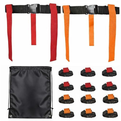 HE Adult Flag Football Belts 40″ Adjustable, Extra-Wide 2″ Heavy-Duty Polypro – American Made Lifetime Waranty Several Colors - color: Red/Orange