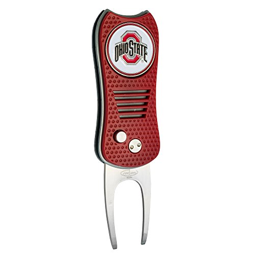 Team Golf NCAA Oklahoma Sooners Retractable Divot Tool Switchblade with Double-Sided Magnetic Ball Marker, Features Patented Single Prong Design, Causes Less Damage to Greens, Switchblade Mechanism