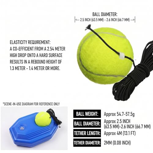 Tennis Training Ball with String for Trainer Balls Self Practice and Replacement Tool - 2.5 inch Durable & Wear-Resistant, Premium Training Ball, Ideal for Indoor and Outdoor Practice