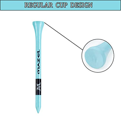 MAZEL Natural Wood/Bamboo Golf Tees 2 3/4 Inch & 3 1/4 Inch,Pack 50 or 120,Reduce Friction & Side Spin,More Stable Golf Tees