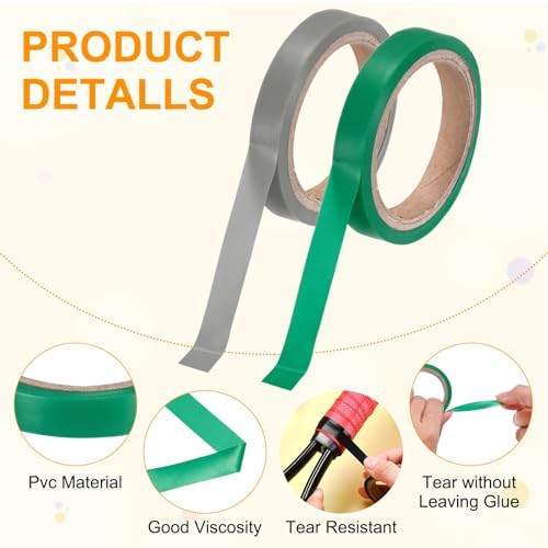 M METERXITY Grip Finishing Tape PVC Racket Wrap Grip Racquet Finishing Tapes for Pickleball/Racquetball - color: Gray, Green