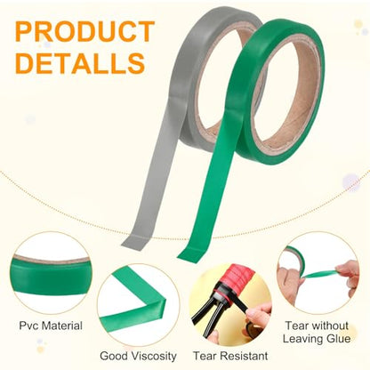 M METERXITY Grip Finishing Tape PVC Racket Wrap Grip Racquet Finishing Tapes for Pickleball/Racquetball - color: Gray, Green