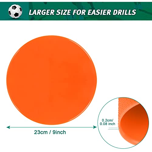 4inch & 9inch Poly Spots Spot Markers for Gym Floor, 12/24 Pcs Flat Cones Non-Slip Rubber Floor Dots Agility Markers for Soccer Basketball Sports Speed Training, Dance, Classroom Activities - style: 12Pcs 9 inch Orange