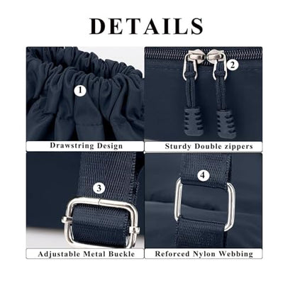 Drawstring Soccer Backpack with Shoe Compartment - Gym Bag for Basketball, Volleyball and Football - Water Resistant Nylon Sports Cinch Sack for Men Women