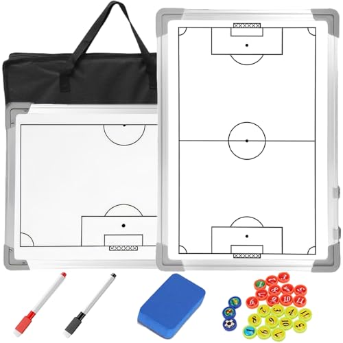 Soccer Coaching Board Magnetic, Double-Sided Dry Erase Soccer Tactics Board for Coaches, Soccer Magnet Board & Coaching Equipment with Markers, Pen, Carry Bag, Coach Gift - color: Soccer-white