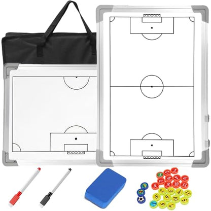 Soccer Coaching Board Magnetic, Double-Sided Dry Erase Soccer Tactics Board for Coaches, Soccer Magnet Board & Coaching Equipment with Markers, Pen, Carry Bag, Coach Gift - color: Soccer-white