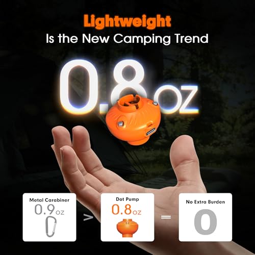 GoToRidge DOT Pump Air Pump for Inflatables, 0.8oz Ultra-Mini Electric air Pump Portable, 4.2kPa Fast Inflator Air Mattress Pump for Ultralight Camping Gear, Pool Floats Air Bed Air Mattress