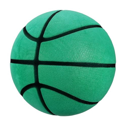 Silent Basketball, Quiet Basketball High Density Foam No Noise Sculpted Groove Bouncing Ball with Net Bag - color: Green, size: 9.4 Inch
