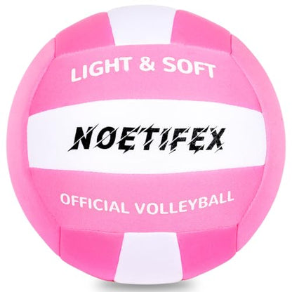 Soft Volleyball-Super Soft Fabric Light Volleyball for Indoor Practice Safe and Quiet Kids Youth Beginners House Yard Training Practice Games(Deflated) - color: Pink,white