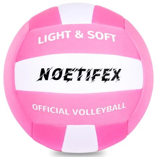 Soft Volleyball-Super Soft Fabric Light Volleyball for Indoor Practice Safe and Quiet Kids Youth Beginners House Yard Training Practice Games(Deflated) - color: Pink,white
