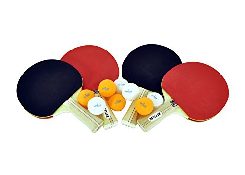 Kettler Advantage Indoor Table Tennis Bundle: 4 Player Set (4 Rackets/Paddles and 8 Balls)