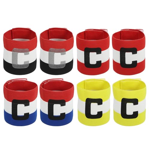 MECCANIXITY Soccer Captain Armband, Captain Arm Bands for Soccer Elastic Captain C Arm Band Sports Captain Armbands for Football Team Training Youth & Adult - color: Yellow/Red/Black/Blue Red