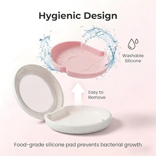 Retainer Case with Vent Holes, Large Capacity Aligner Case with Magnetic Closure, Removable Silicone Tray for Mouth Guard and Night Guard, White - color: Pink