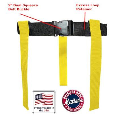 HE Adult Flag Football Belts 40″ Adjustable, Extra-Wide 2″ Heavy-Duty Polypro – Made in USA Lifetime Waranty Several Colors - color: Red