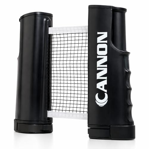 Cannon Sports Retractable Table Tennis Net – Clamp-On Portable Net for Any Table – Adjustable Length up to 6 Feet, Fits Tables up to 2 Inch Thick – Indoor & Outdoor Play