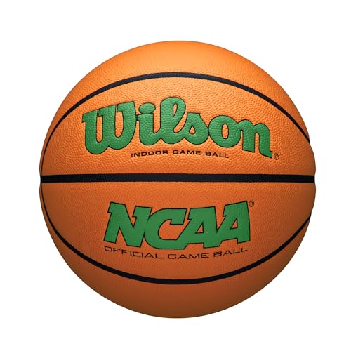 WILSON NCAA Evo NXT Official Indoor Game Basketballs - Sizes 6 and 7 - color: Green/Orange, size: Size 6 - 28.5"