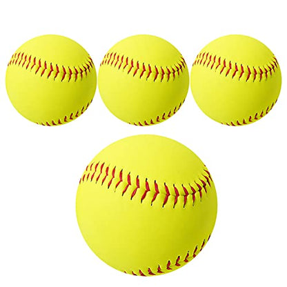 Softballs 11 Inch 4 Pack Sports Practice Yellow Softballs Unmarked Autograph Softball Official Size and Weight Softbal for Games, Practice, Training, Hitting, Pitching, Fielding