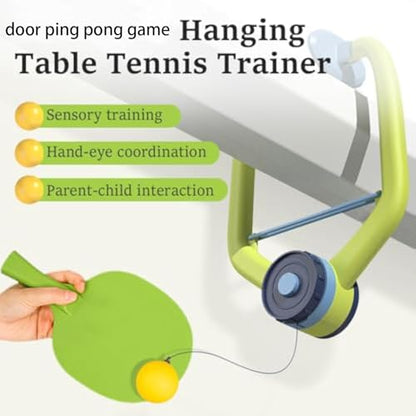 Door Pong Game for Kids, Door Ping Pong Game Over The Door, 2026 Hanging Table Tennis Trainer Portable Set, Adjustable Hanging Table Tennis Trainer, Trainer 6 Balls,Racket